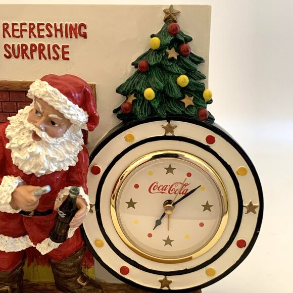 Coca Cola Collectible Christmas Santa Figurine Clock Refreshing Surprise 6" Tall - Picture 4 of 14